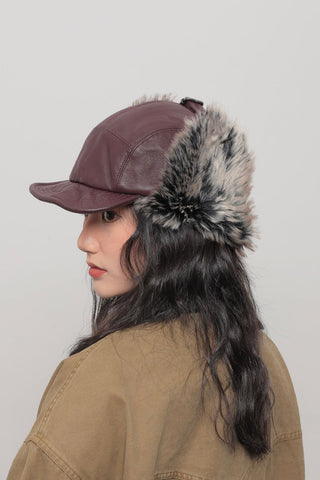 pu plush ushanka