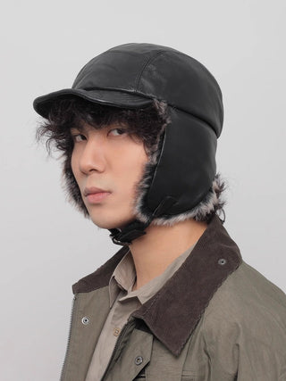 pu plush ushanka
