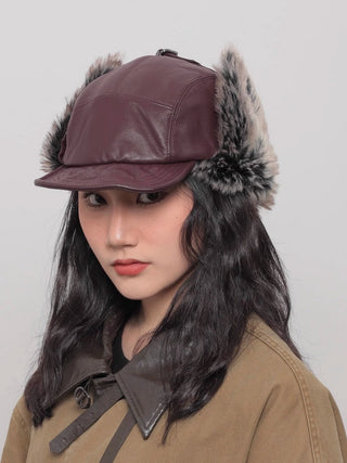 pu plush ushanka
