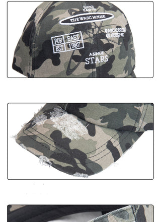 washed camouflage cap