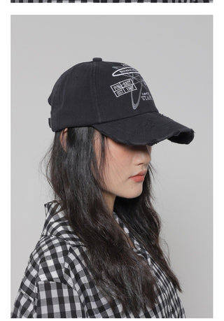 washed camouflage cap