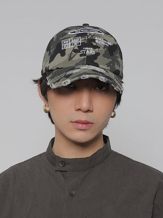 washed camouflage cap