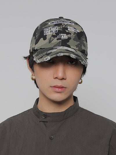 washed camouflage cap