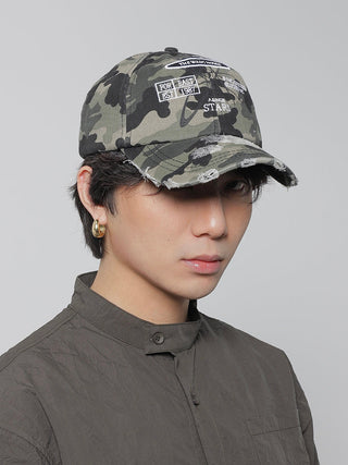 washed camouflage cap