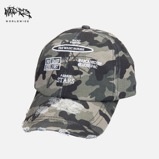 washed camouflage cap