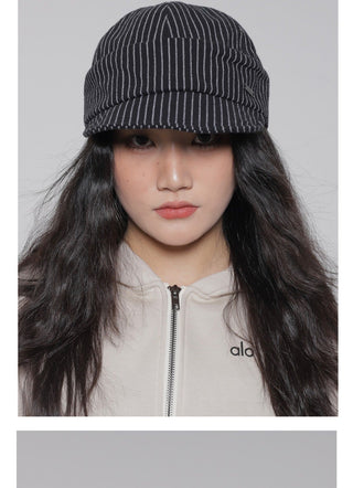 striped newsboy cap