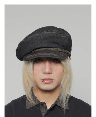 denim flat beret