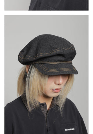 denim flat beret