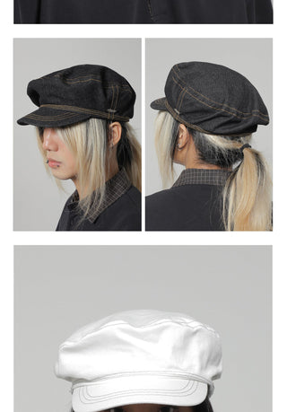denim flat beret