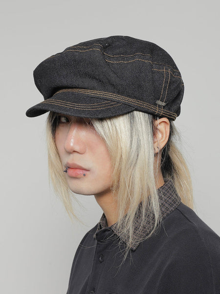 denim flat beret