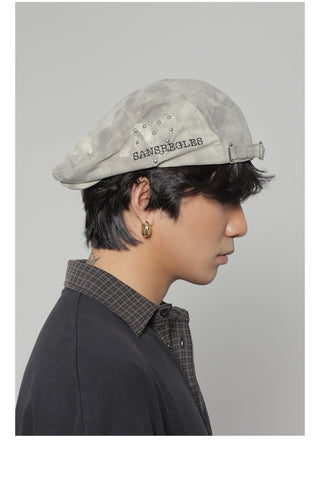 tie-dyed rivet beret