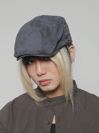 tie-dyed rivet beret