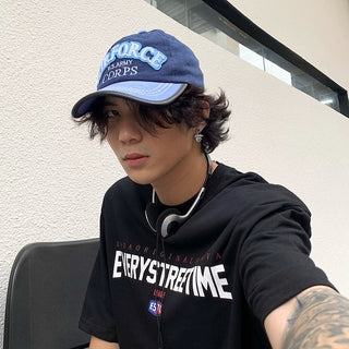 distressed letter cap