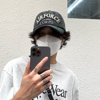 distressed letter cap
