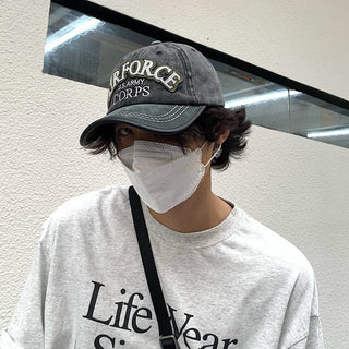 distressed letter cap