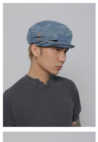 pocket denim beret