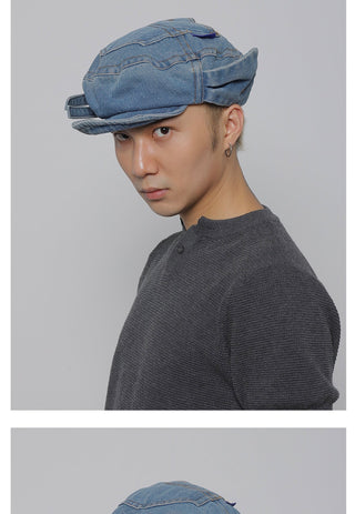 pocket denim beret