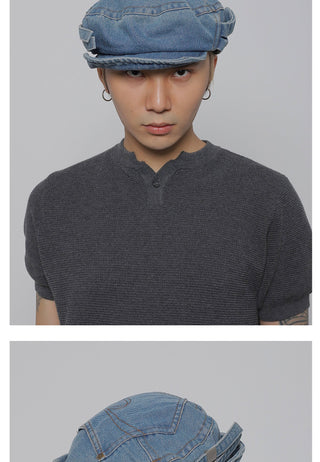 pocket denim beret