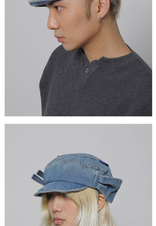 pocket denim beret
