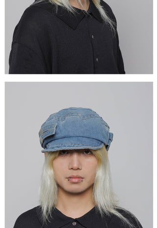 pocket denim beret