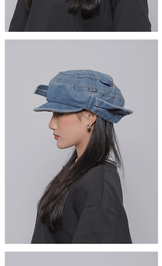 pocket denim beret