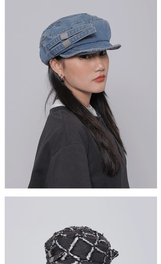pocket denim beret