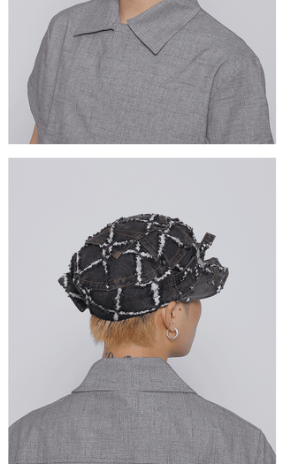 pocket denim beret