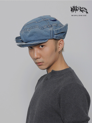 pocket denim beret