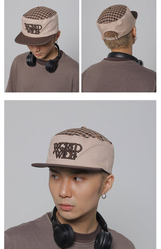 plaid flat-top cap