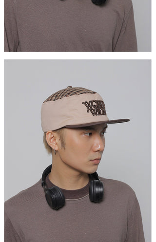 plaid flat-top cap