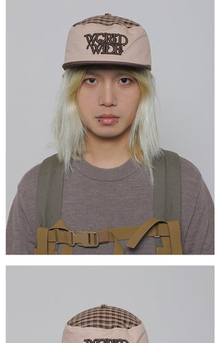 plaid flat-top cap