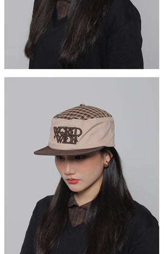 plaid flat-top cap