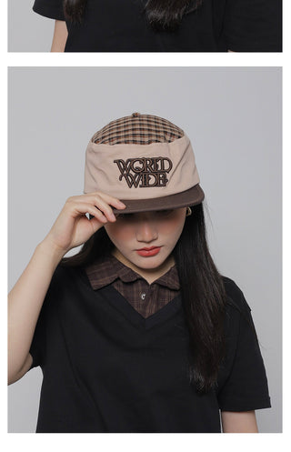 plaid flat-top cap