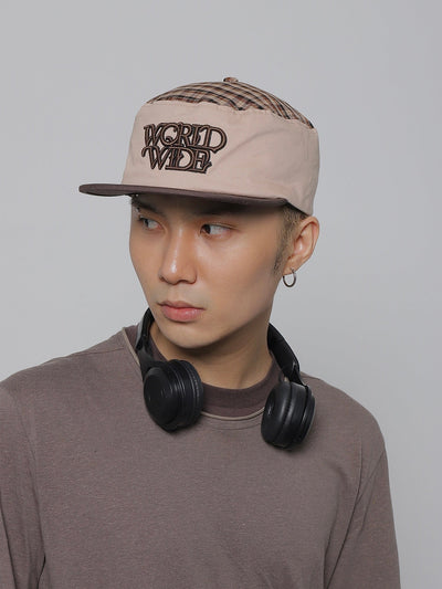 plaid flat-top cap