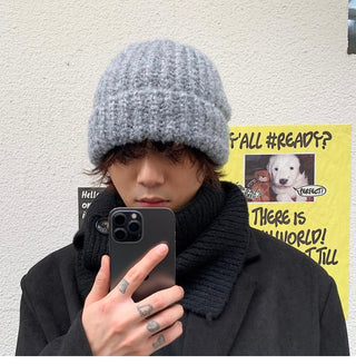 plush knitted beanie