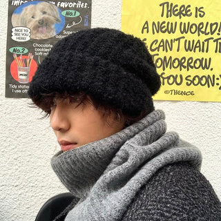plush knitted beanie