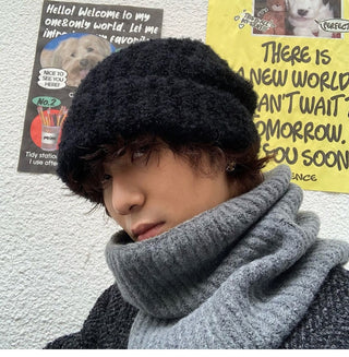 plush knitted beanie