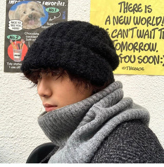 plush knitted beanie