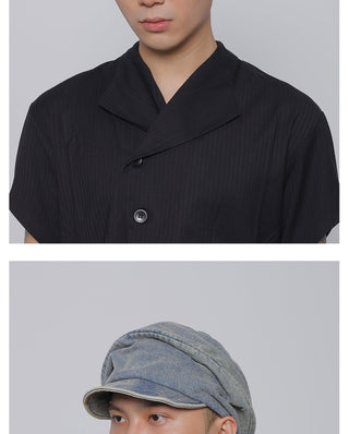pleated denim beret