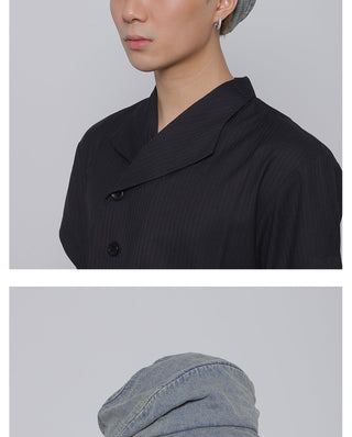 pleated denim beret