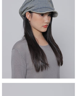 pleated denim beret