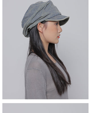 pleated denim beret