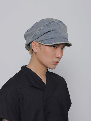 pleated denim beret