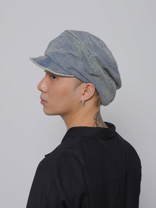 pleated denim beret