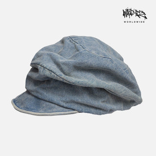 pleated denim beret