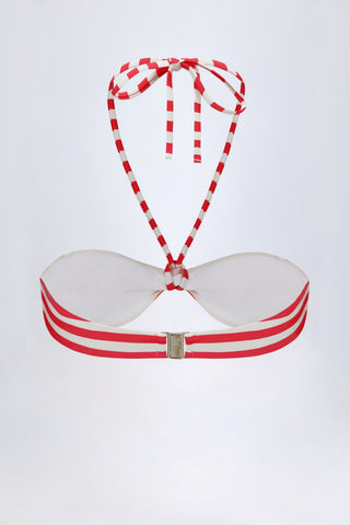Multiway Bikini Top in Cherry Red Stripe