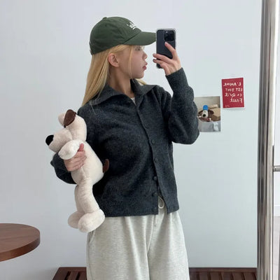 Moro Cozy Collar Knit Cardigan