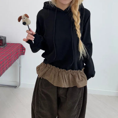 Brushed Dami Check Frill Hoodie