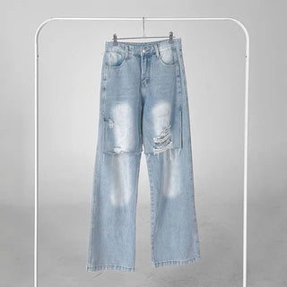 Kuhu Layered Cut Light Blue Denim Pants