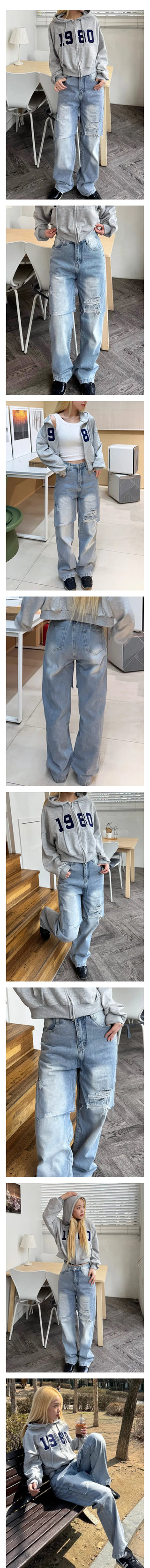 Kuhu Layered Cut Light Blue Denim Pants